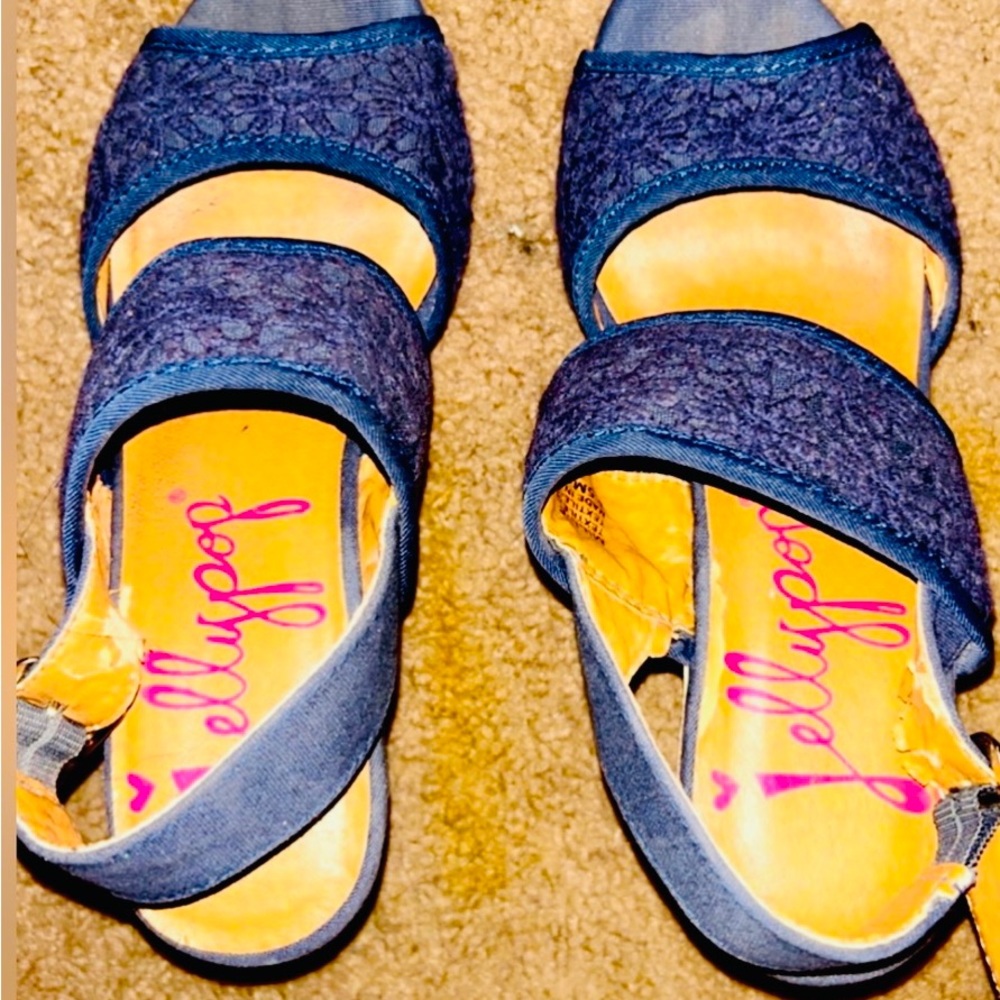 Navy Blue Cork-style Wedges